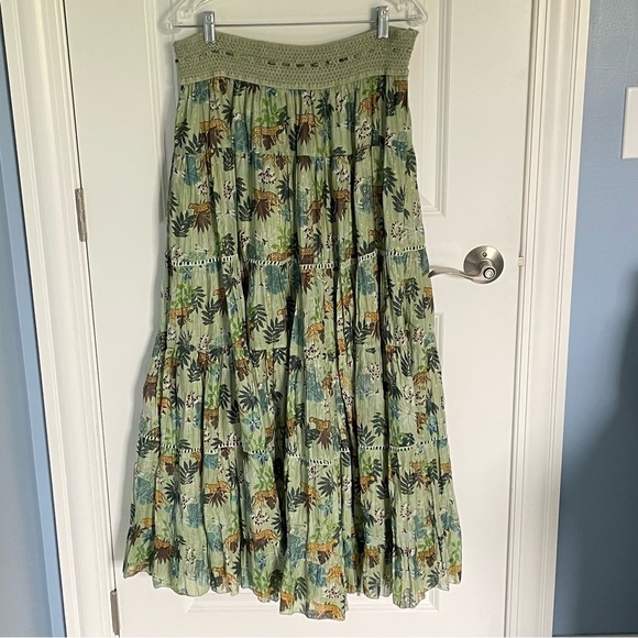 Laraethnics l Cheetah Print Skirt Elastic Waist Tassel Tiered Skirt 35761 - Picture 7 of 14